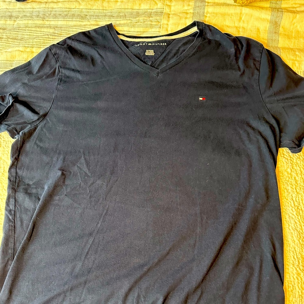 Tommy Hilfiger Navy Blue V-Neck Tee XL